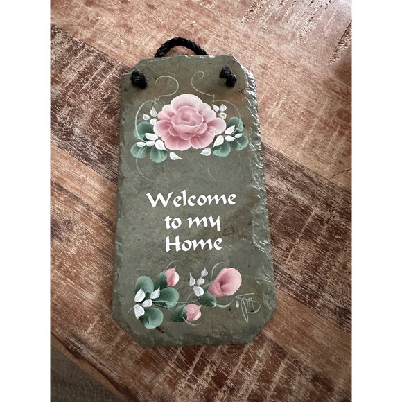 Handmade Other - Slate hand painted welcome to my home sign